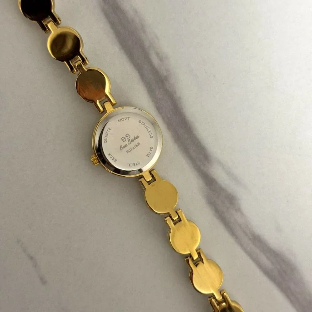 SKU0001 Retro Mini gold silver watch‎ bracelet white pearls Gemstones + gift box